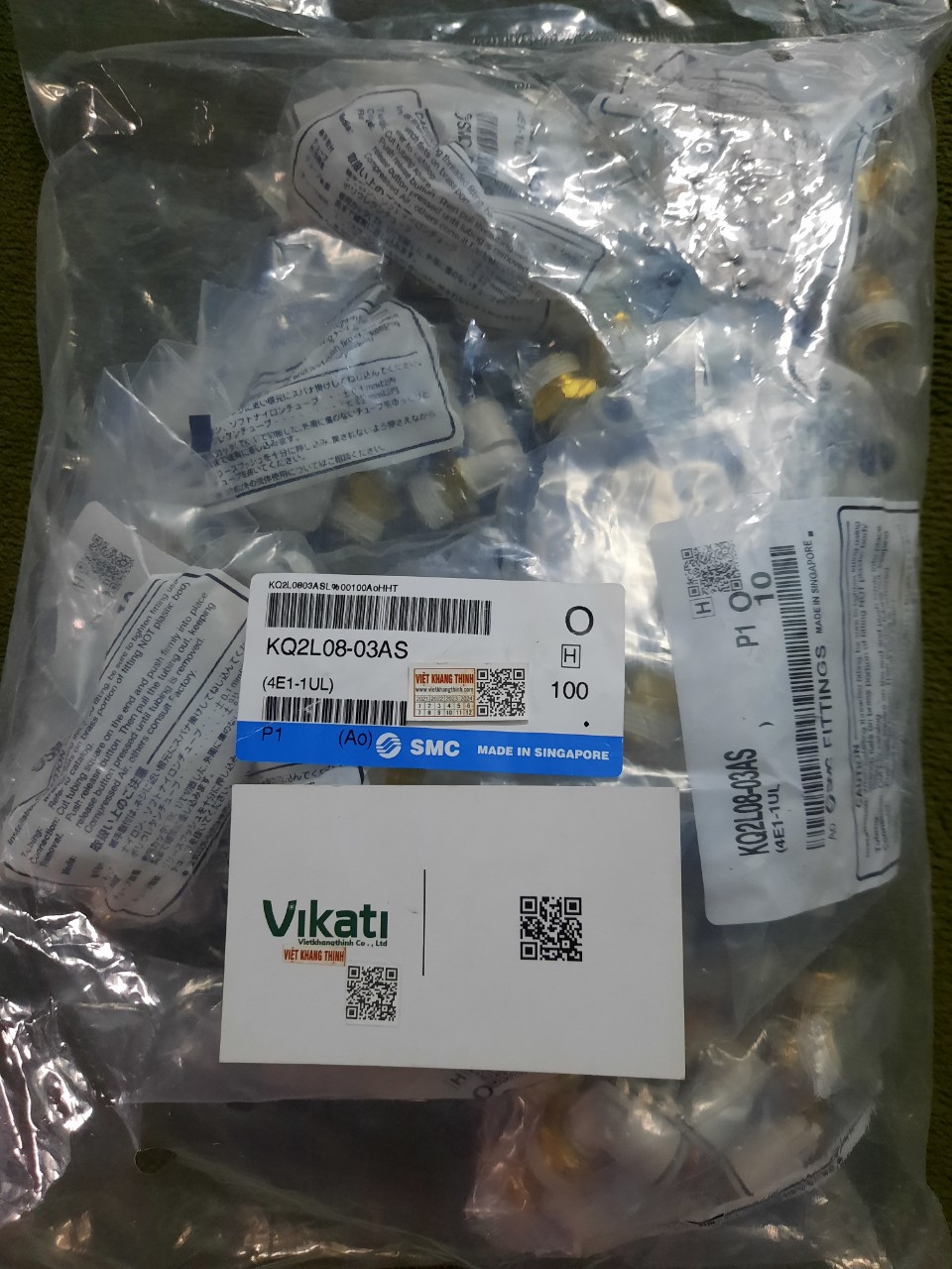 Nối hơi SMC KQ2L06-02AS - Bảo hành chính hãng 12 tháng