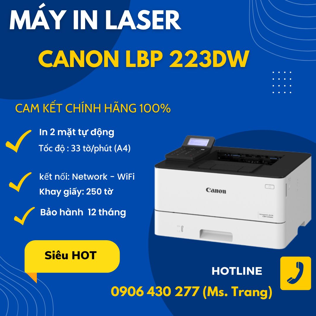 Máy in Canon 223DW in hai mặt/wifi giá rẻ