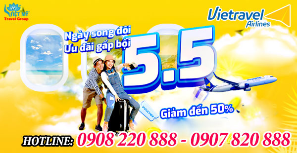 Vietravel Airlines ưu đãi giảm 50% giá vé nhân ngày 5/5
