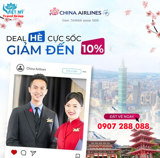 China Airlines giảm 10% giá vé máy bay Hè 2024