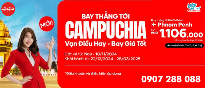 Bay thẳng tới Campuchia chỉ từ 1106K của Air Asia