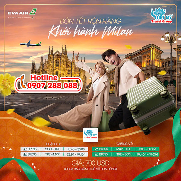 Cùng Eva Air đón tết rộn rangd ở Milan giá rẻ