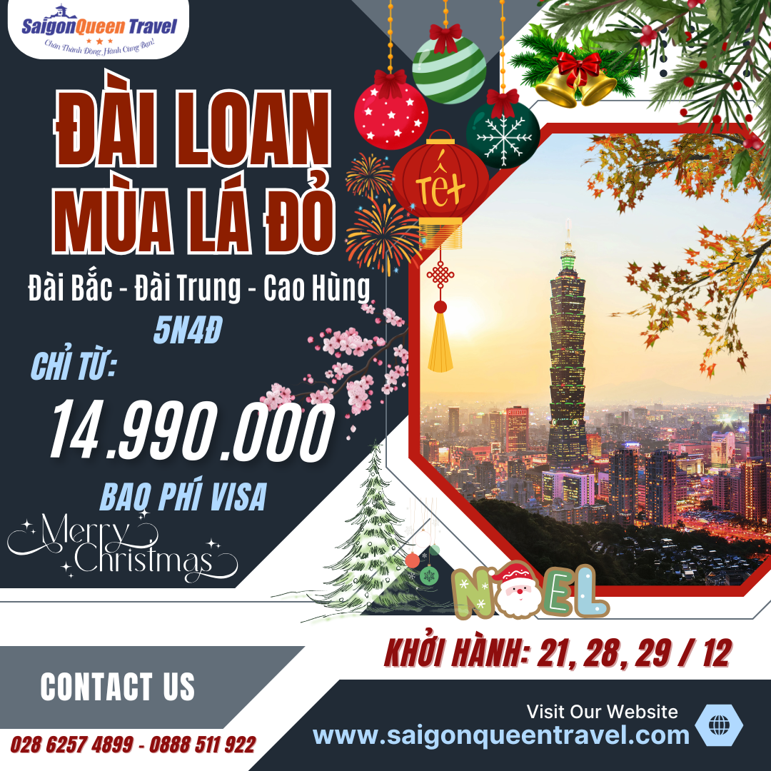 Du Lịch Đài Loan ngắm mùa lá đỏ dúng dịp Noel và tết 2025