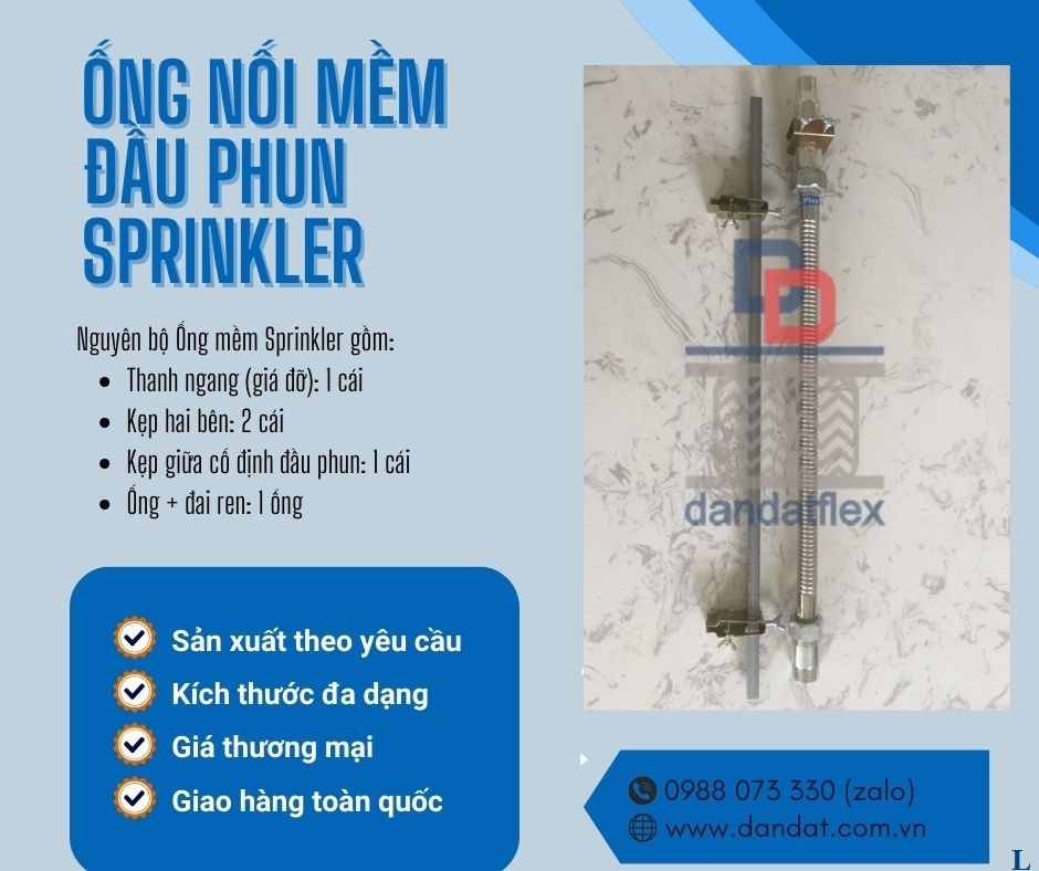 Khớp nối mềm cấp nước đầu phun, Ống mềm Sprinkler, Ống nối mềm PCCC