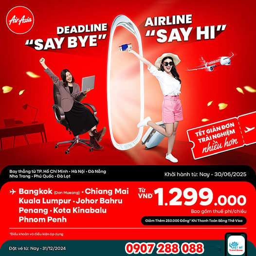 Air Asia ưu đãi vé máy bay cuối năm giản đơn