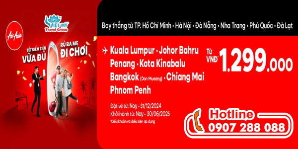 Air Asia ưu đãi vé máy bay mừng năm mới giá rẻ