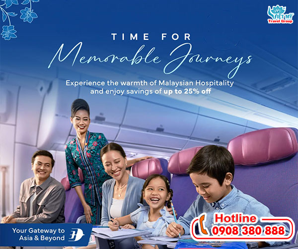 Malaysia Airlines giảm 25% giá vé máy bay đi QUốc Tế