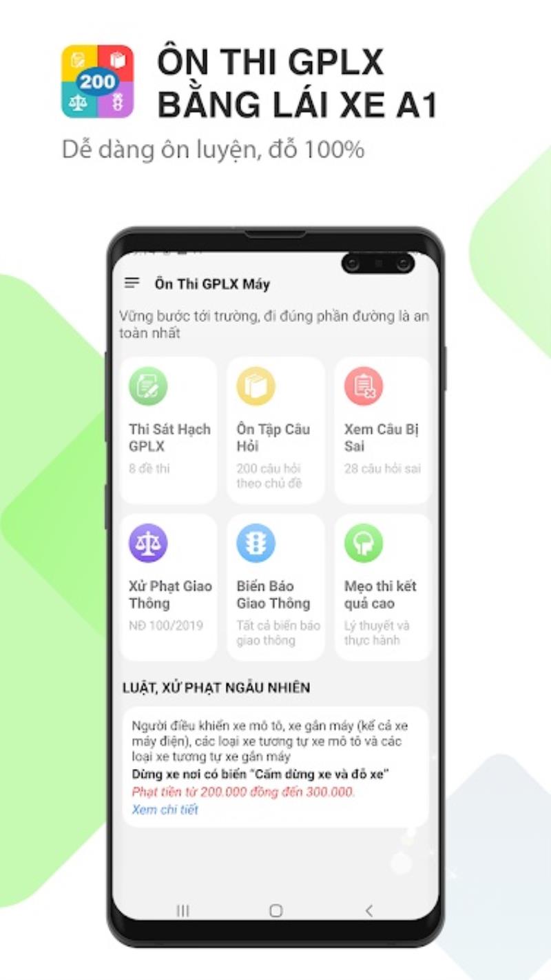 Tham khảo ứng dụng 200 Câu hỏi Ôn thi GPLX Máy