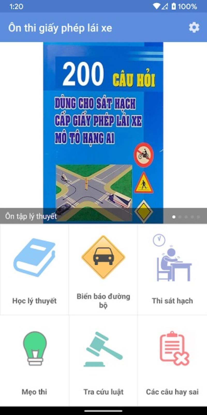Ôn phần lý thuyết thi bằng xe máy với app 200 Câu hỏi thi bằng lái xe A1