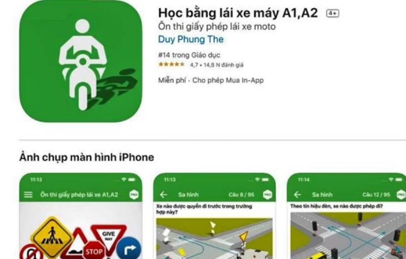Học ngay với app Học bằng lái xe máy A1 và A2