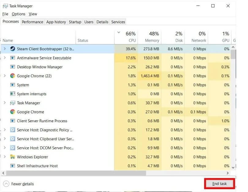 Tắt các chương trình chạy nền tốn nhiều bộ nhớ
