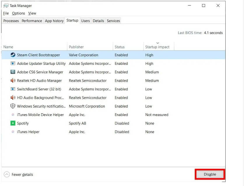 Thoát khỏi các chương trình khởi động