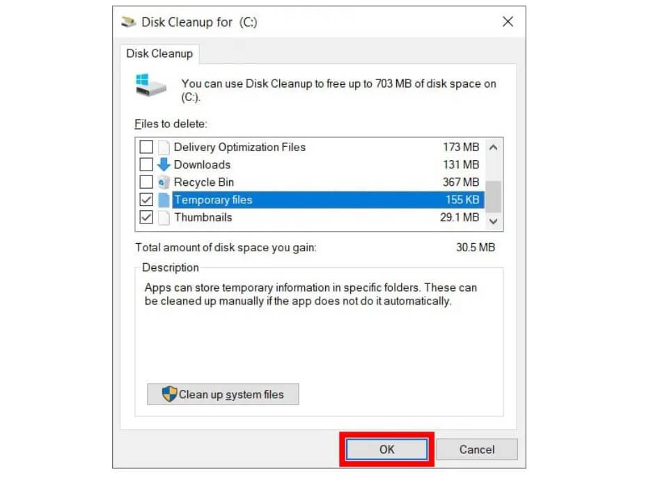 Xóa các tệp tạm thời