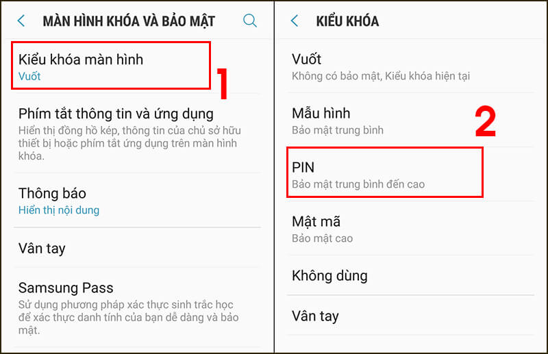 Lựa chọn kiểu khóa