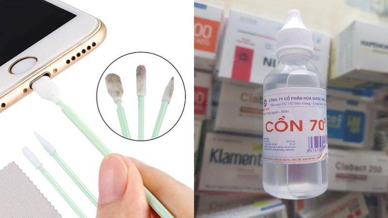Sử dụng tăm bông và cồn
