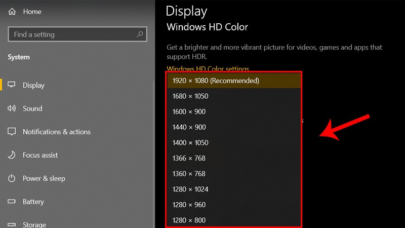 Cài đặt hiển thị màn hình