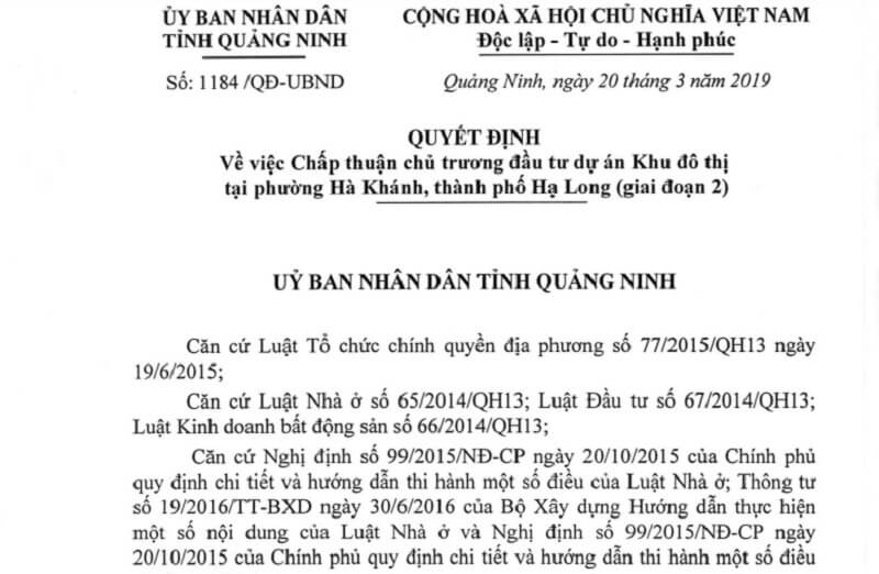 Chủ đầu tư cần có công văn chấp thuận chủ trương đầu tư