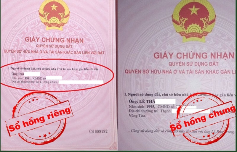 Phân biệt sổ hồng chung và riêng