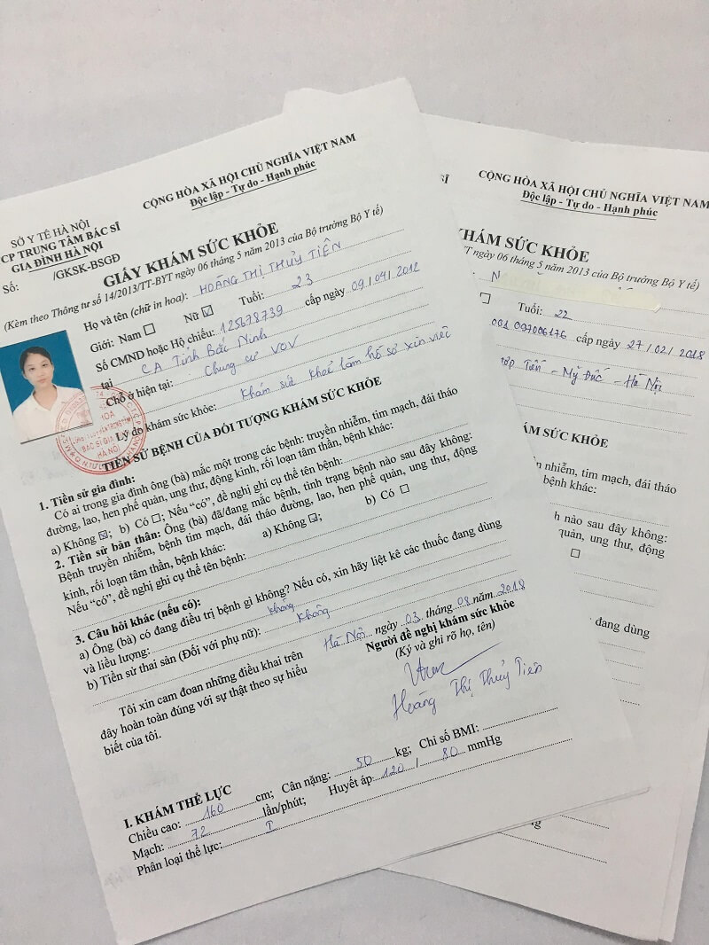 Giấy khám sức khỏe