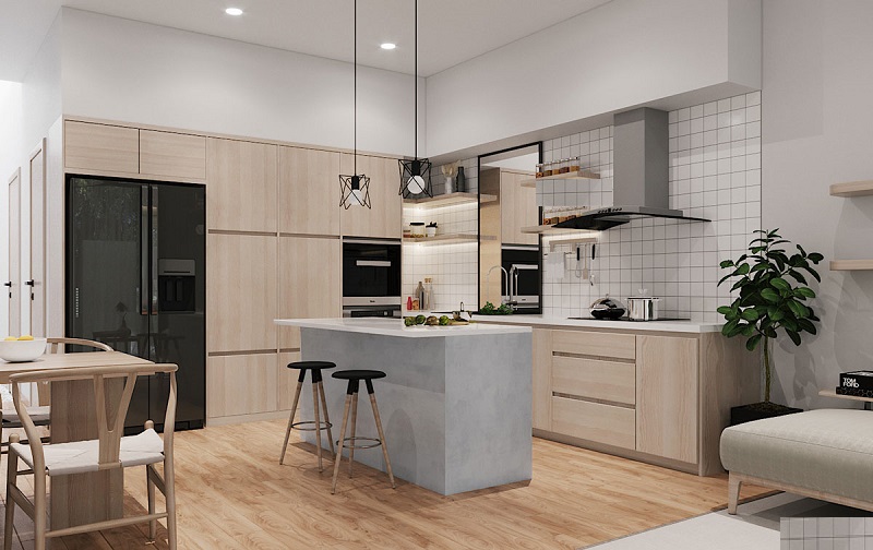 Không để bếp nhìn thẳng vào khu vực nhà vệ sinh