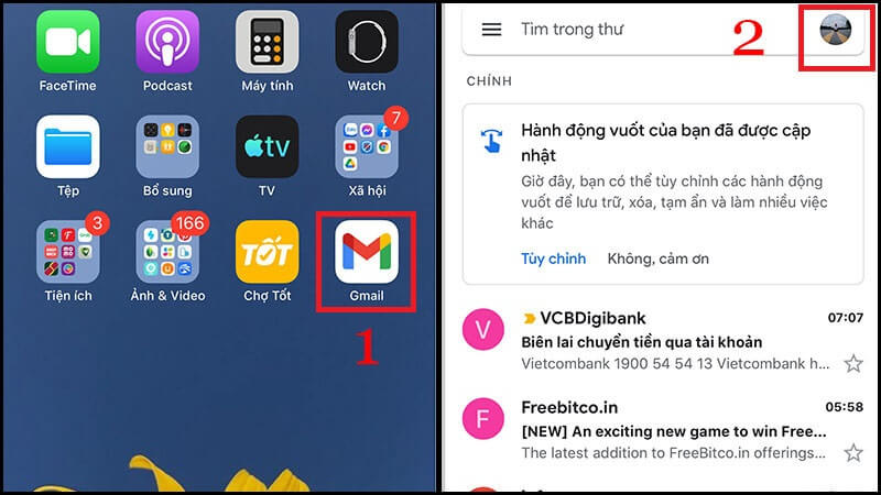 Thao tác xóa gmail ra khỏi iphone