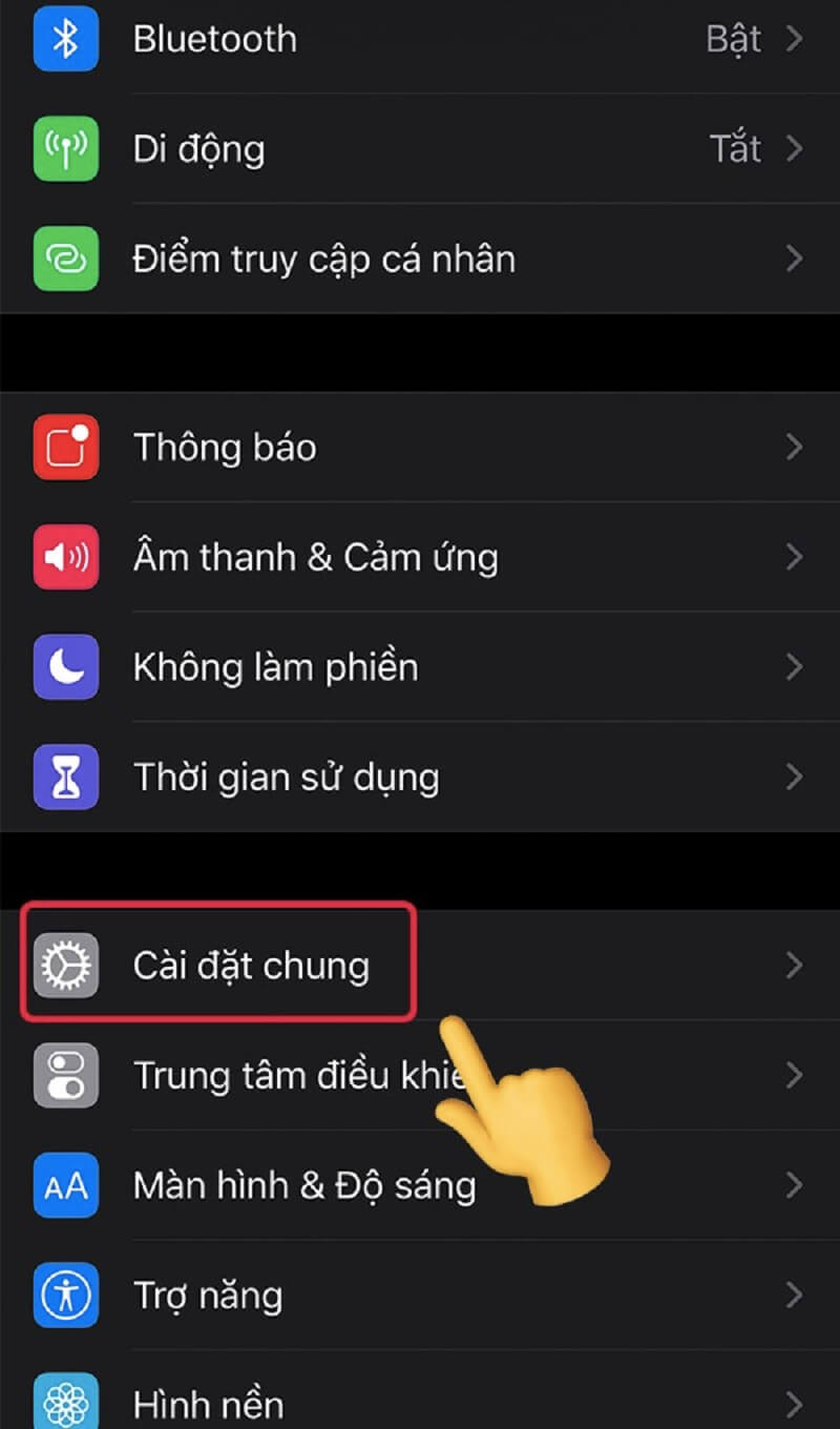 “Cài đặt chung”