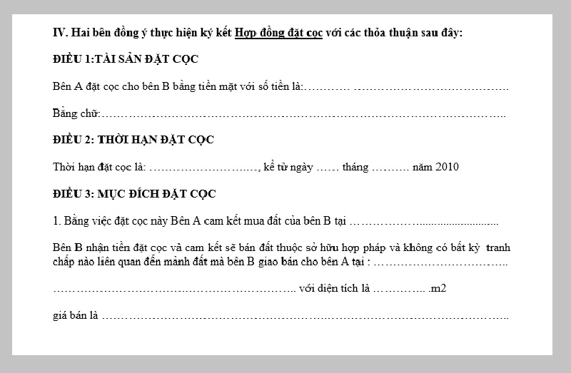 Các điều khoản quan trọng