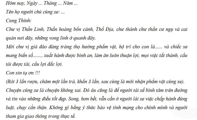Văn khấn để cúng lễ xe máy mới