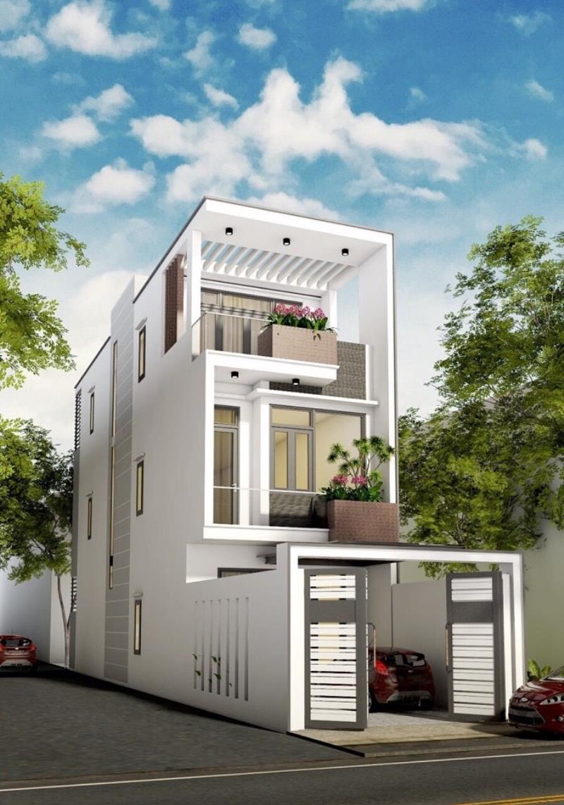 Nhà lệch tầng chia thành 2 không gian ở mặt trước và sau