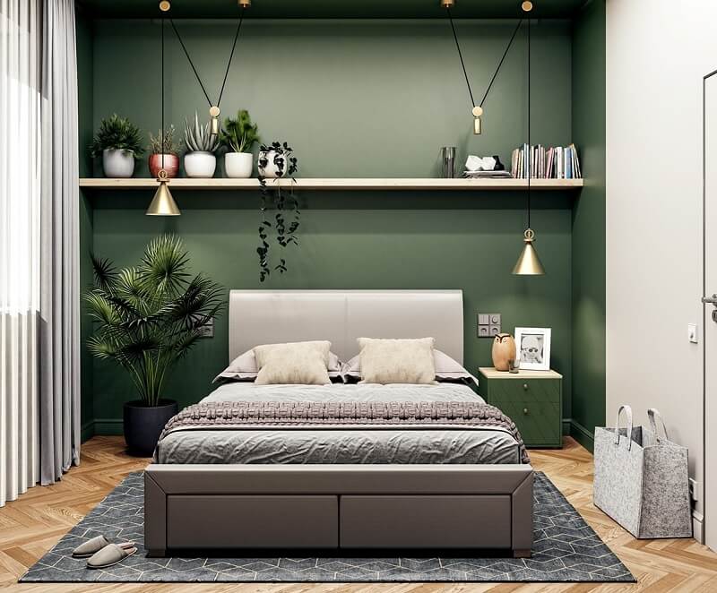 Sử dụng nội thất màu xanh dương hoặc màu xanh lá