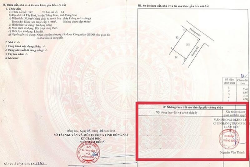 Trang 2 thể hiện tất cả thông tin về thửa đất