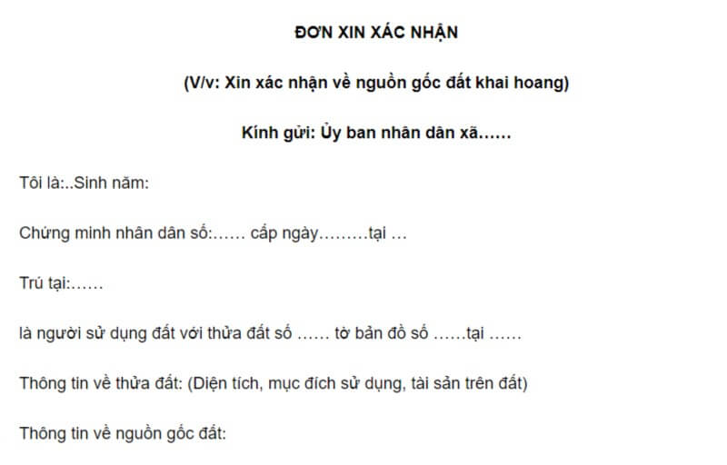 Cách soạn thảo mẫu đơn xin xác nhận đất khai hoang