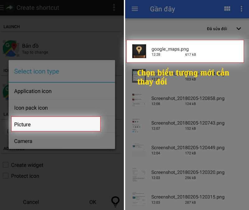 Thay đổi biểu tượng bằng ảnh cá nhân