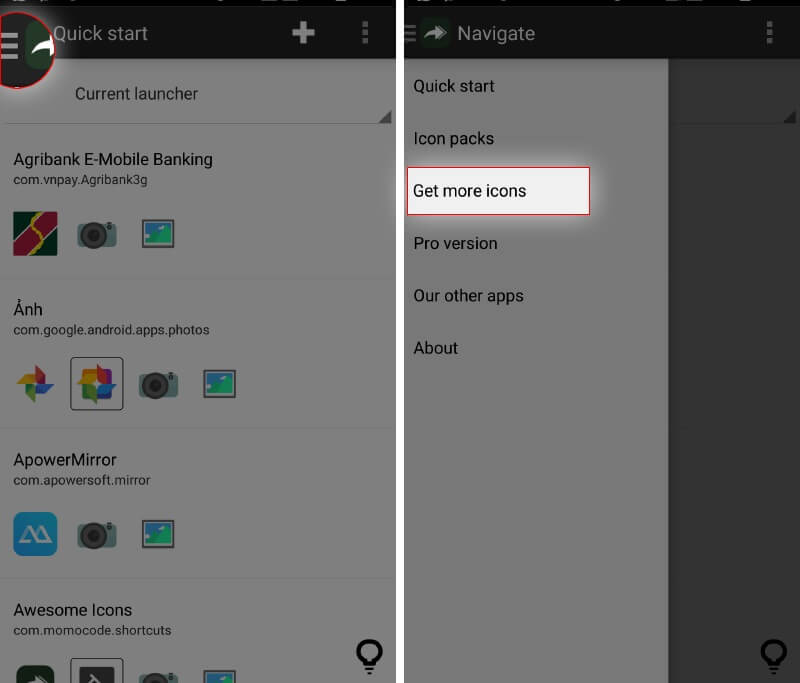 Thay đổi biểu tượng bằng Icon Pack