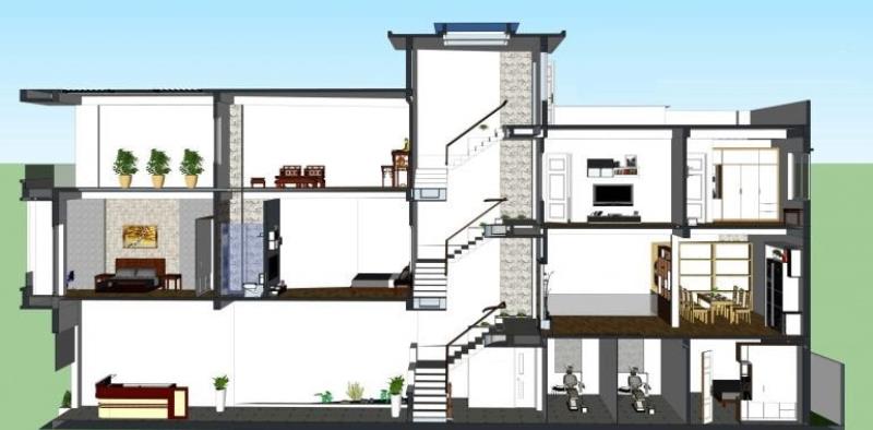 Nhà lệch tầng giúp ngôi nhà thoáng đãng