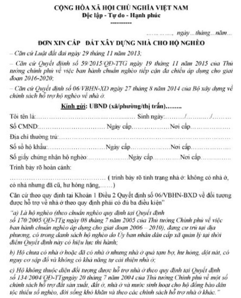 Hồ sơ xin cấp đất thổ cư