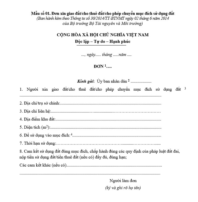 Hồ sơ của vấn đề giao đất, cho thuê đất 