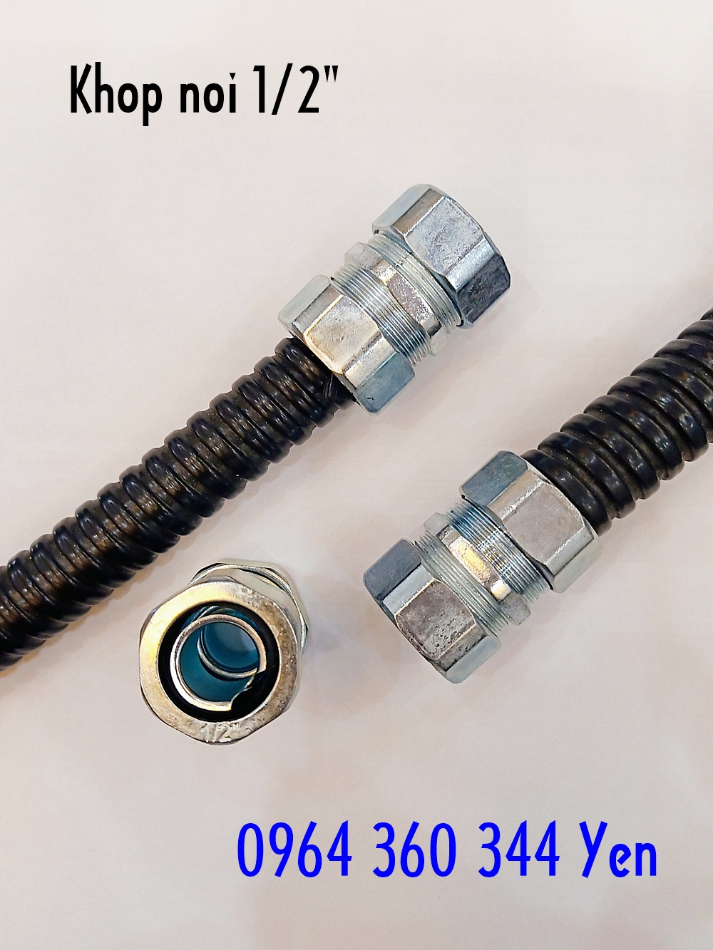 Khớp nối thẳng ống ruột gà lõi thép kín nước phi 1/2 giá tốt