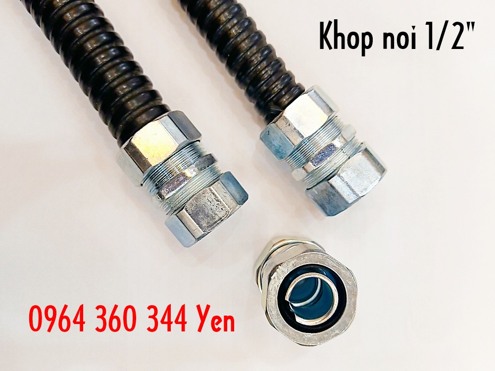 Khớp nối thẳng ống ruột gà lõi thép kín nước phi 1/2 giá tốt