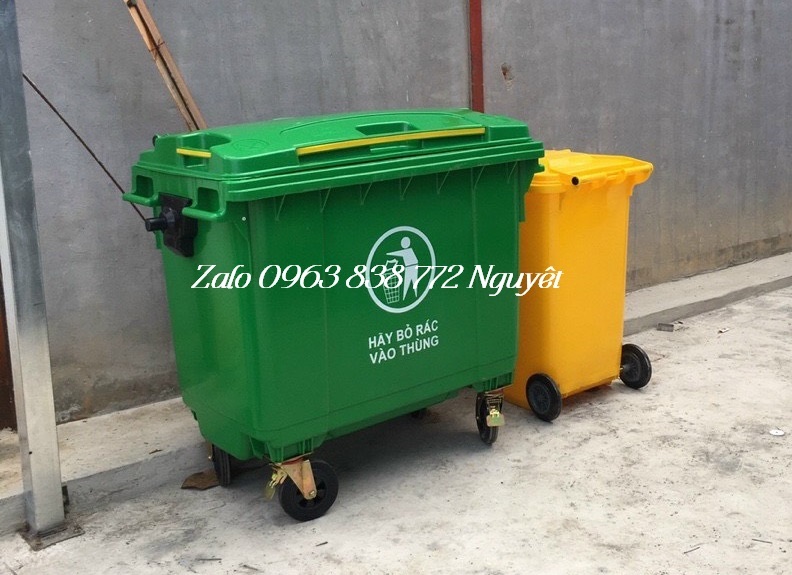 Thùng rác công nghiệp 660lit, thùng rác công cộng hdpe LH: 0963838772