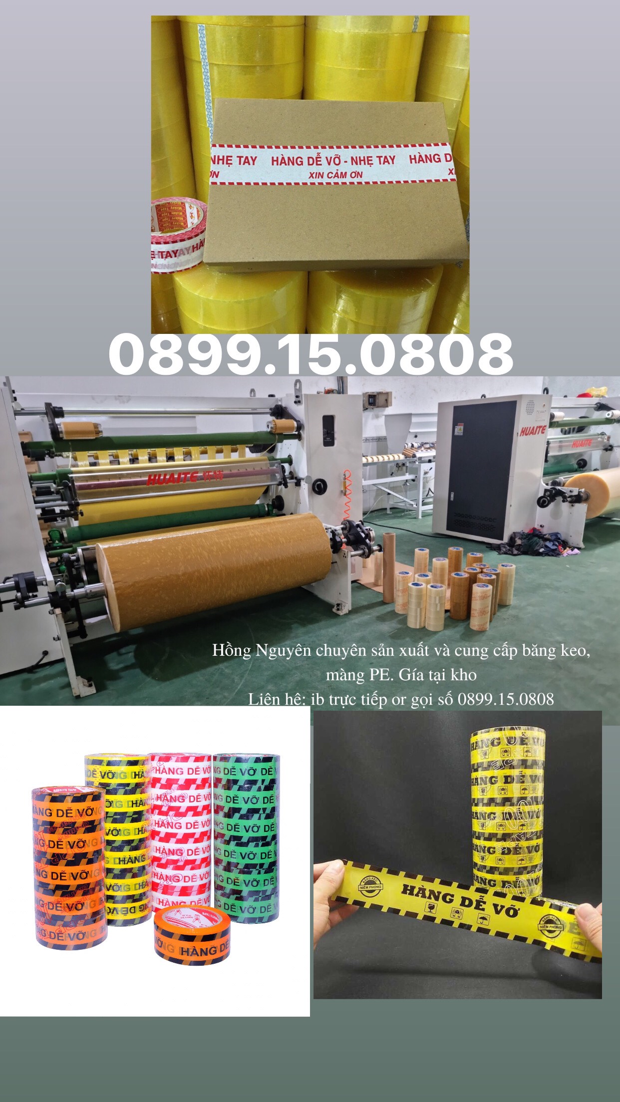 Hồng Nguyên chuyên sx và phân phối các mặt hàng băng keo và màng PE
