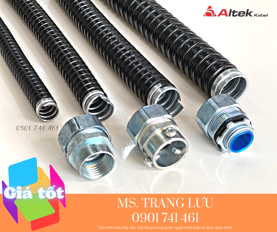 Ống kẽm ruột gà Altek kabel kèm đầu nối ống giá tốt