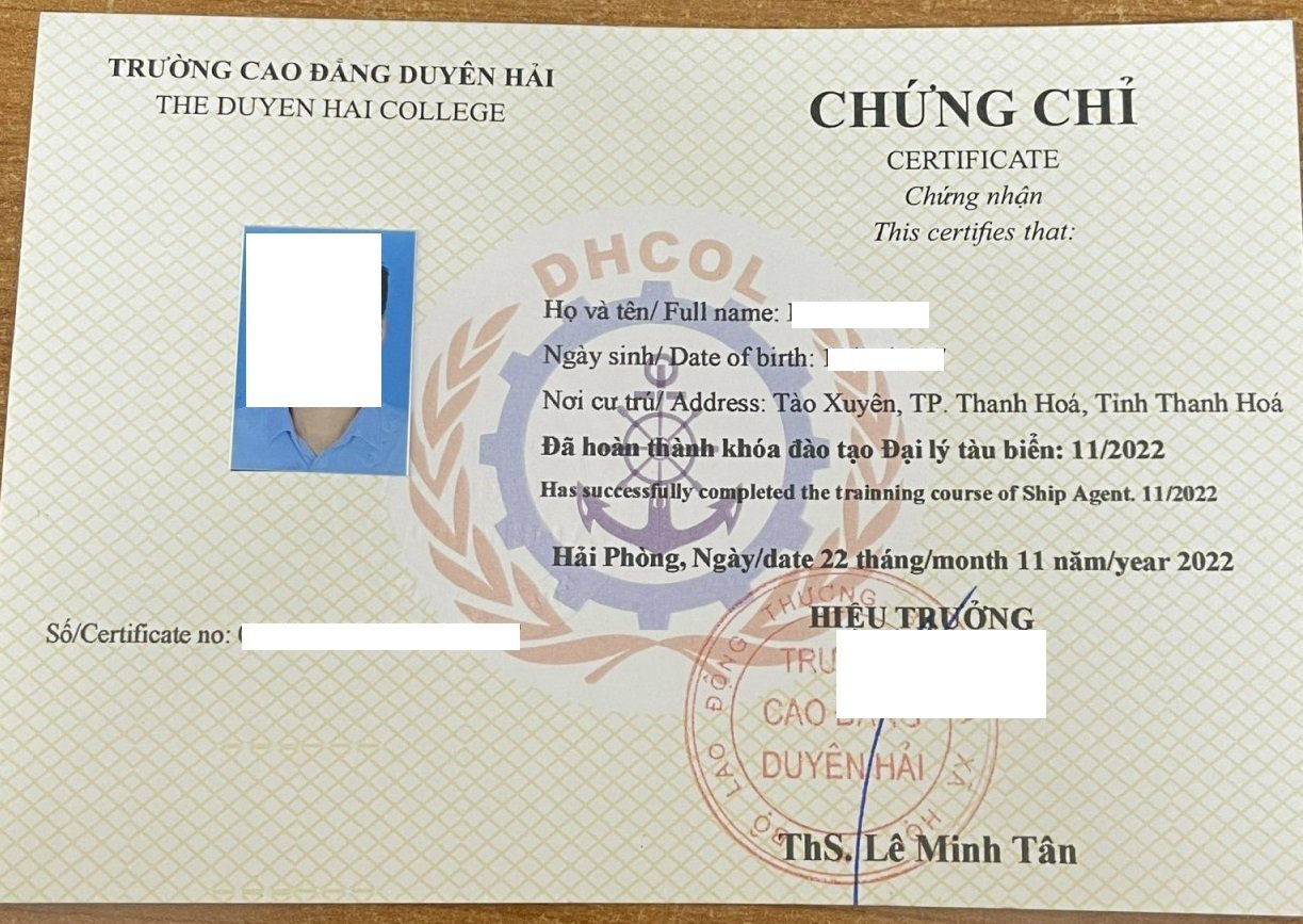 TUYỂN SINH KHÓA HỌC CHỨNG CHỈ ĐẠI LÝ TÀU BIỂN 