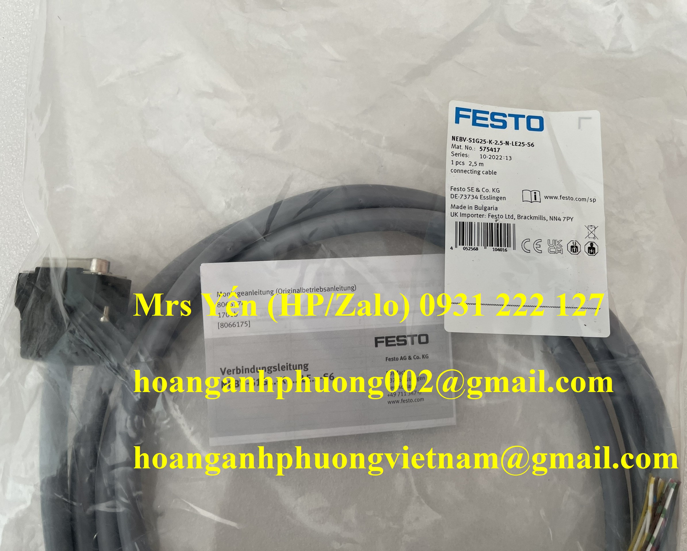 NEBV-S1G25-K-2.5-N-LE25-S6 (5754117) Cáp kết nối Festo