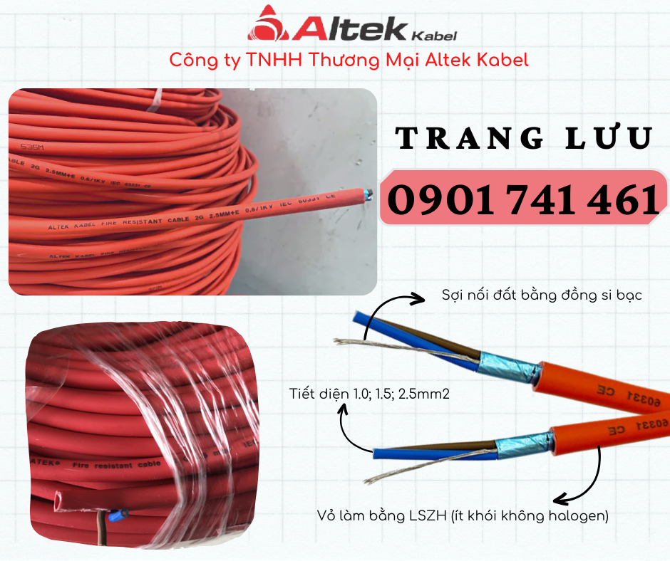 Cáp chống cháy chống nhiễu Altek Kabel tiết diện 1.0 1.5 2.5mm2