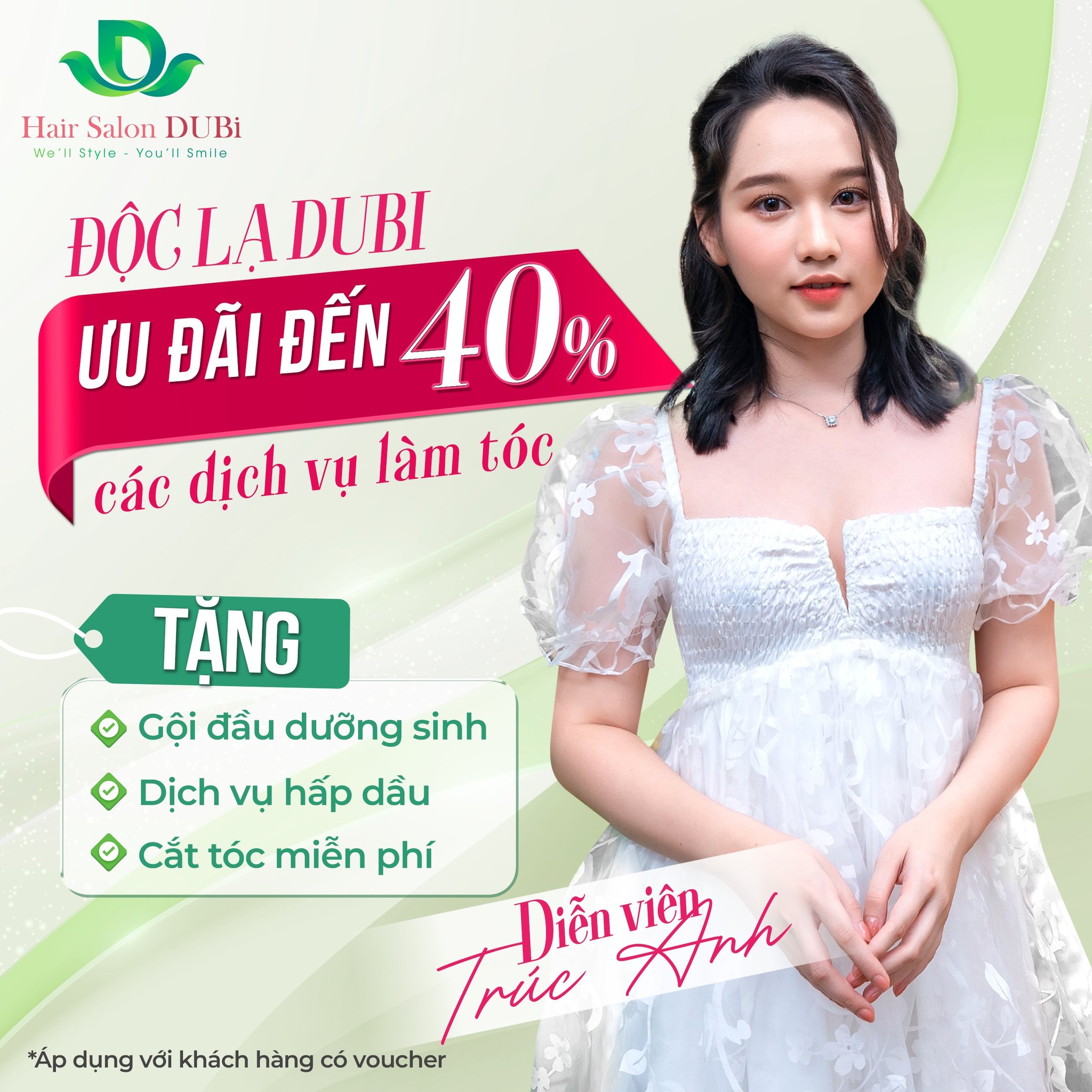 GIẢM SÂU TỚI 40% các dịch vụ tóc tại Hair Salon Dubi 