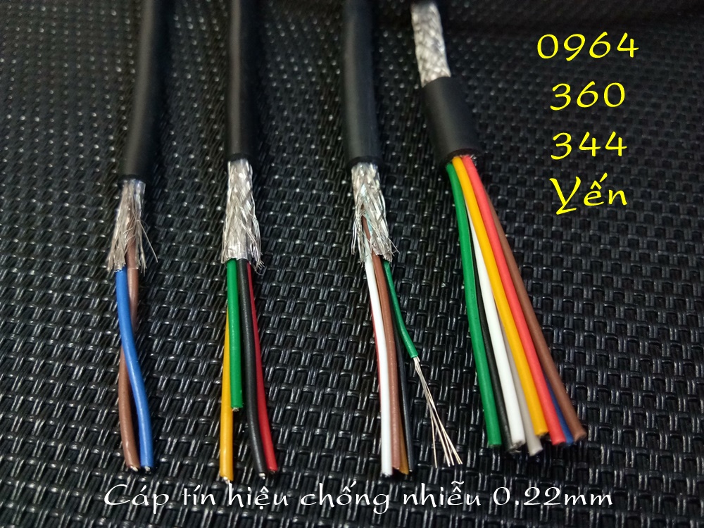 Cáp tín hiệu bọc lưới đồng mạ bạc chống nhiễu 24awg 0.22mm