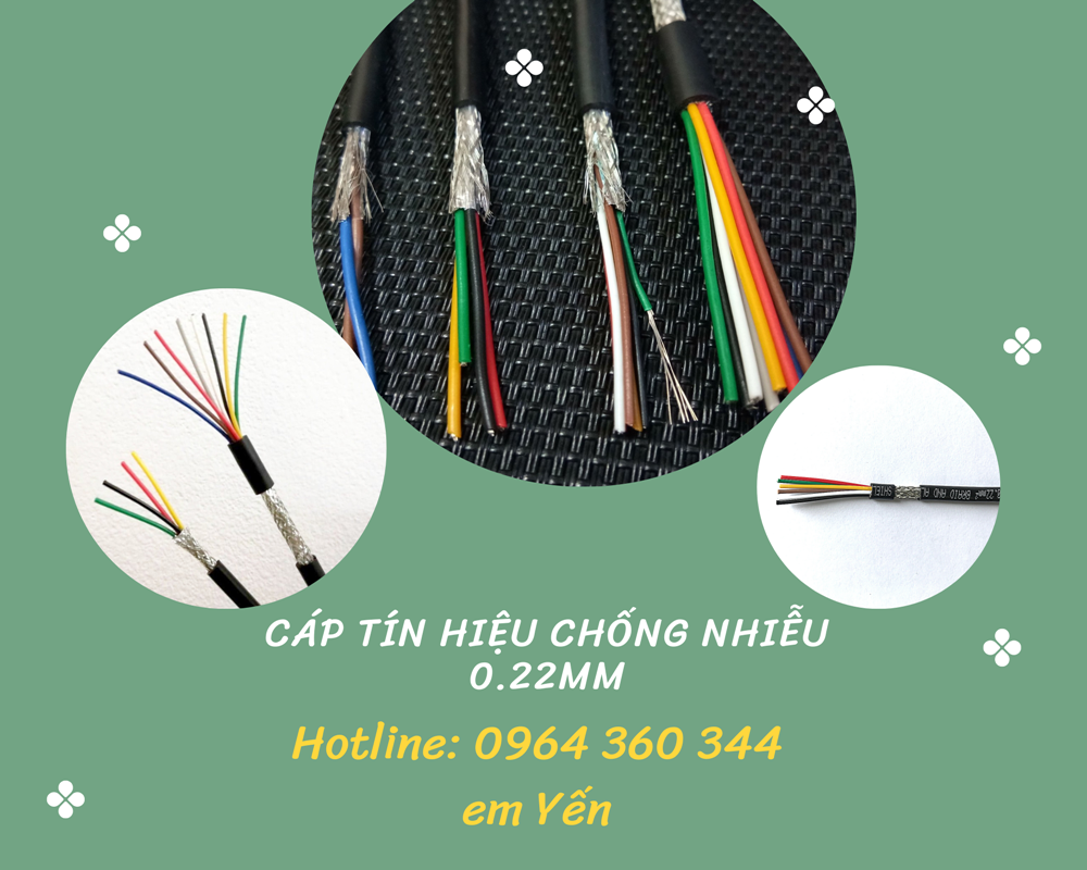 Cáp tín hiệu bọc lưới đồng mạ bạc chống nhiễu 24awg 0.22mm