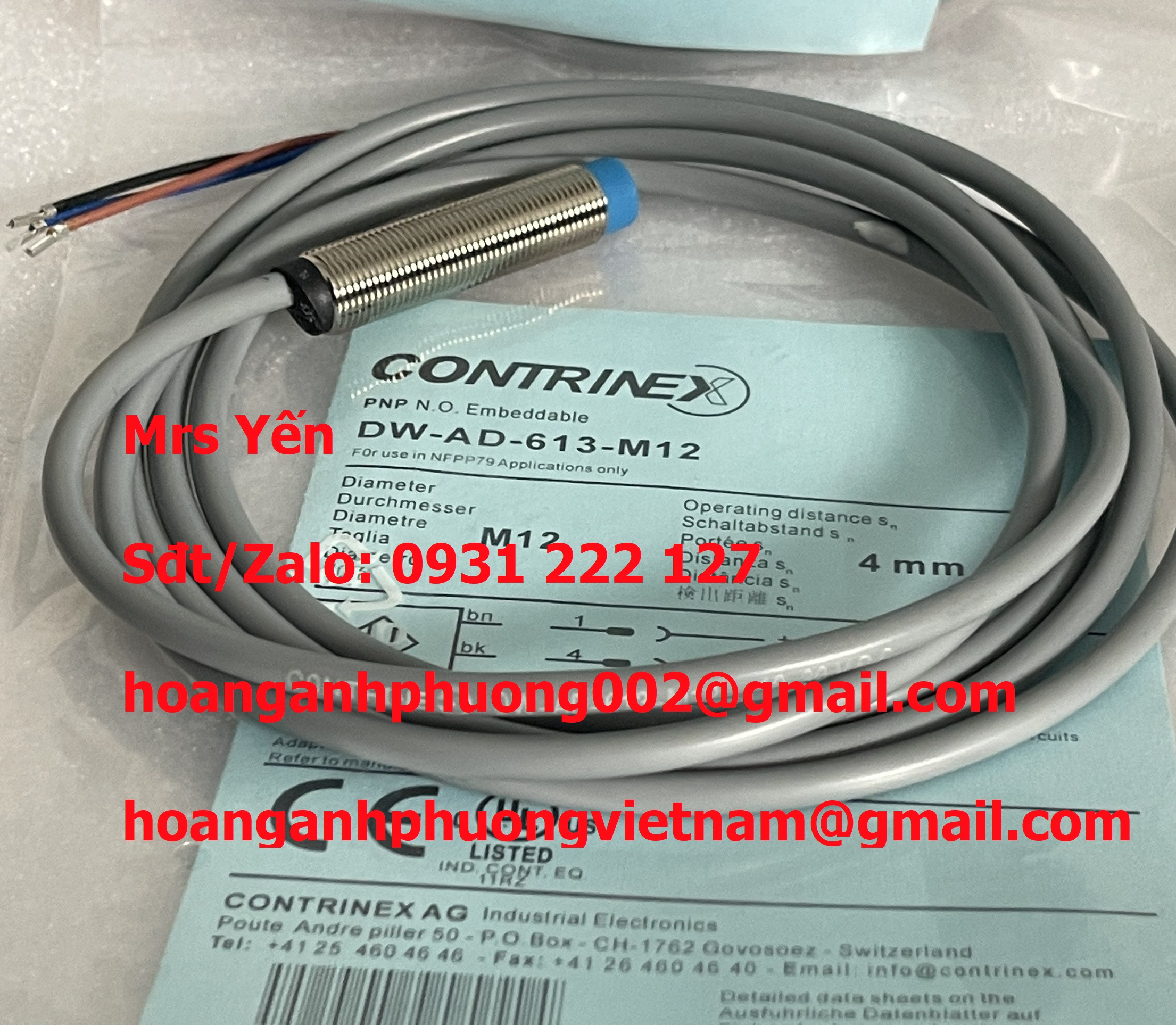 DW-AD-613-M12 Cảm biến Contrinex chính hãng mới 100%