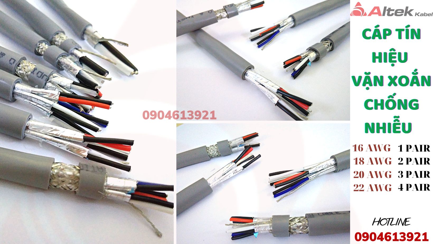 Phân phối cáp tín hiệu vặn xoắn chống nhiễu AWG 